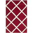 thumbnail image 2 of SAFAVIEH Chatham Isaac Geometric Diamonds Wool Area Rug, Red/Ivory, 7' x 7' Round, 2 of 9
