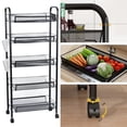 thumbnail image 2 of Wussanun Fruit and Vegetable Basket Bowls for Kitchen, 5 Tier Stackable Metal Mesh Storage Basket with 360 Degree Wheels, Fruit Vegetable Produce Basket Storage Organizer (Black), 2 of 12