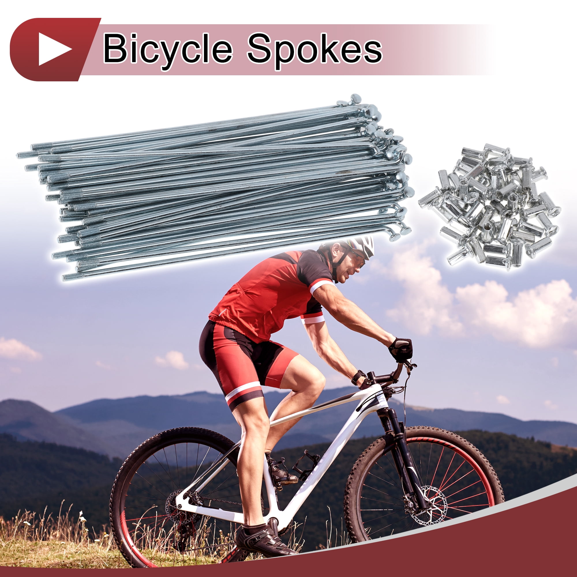 Unique Bargains 48Pcs 10G J Bend Bike Wheel Spokes Carbon Steel Galvanized Silver 6.5"