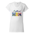 thumbnail image 2 of Wild Bobby, Colorful Softball Mom, Mother's Day, Women Standard V-Neck Tee, White, Large, 2 of 3