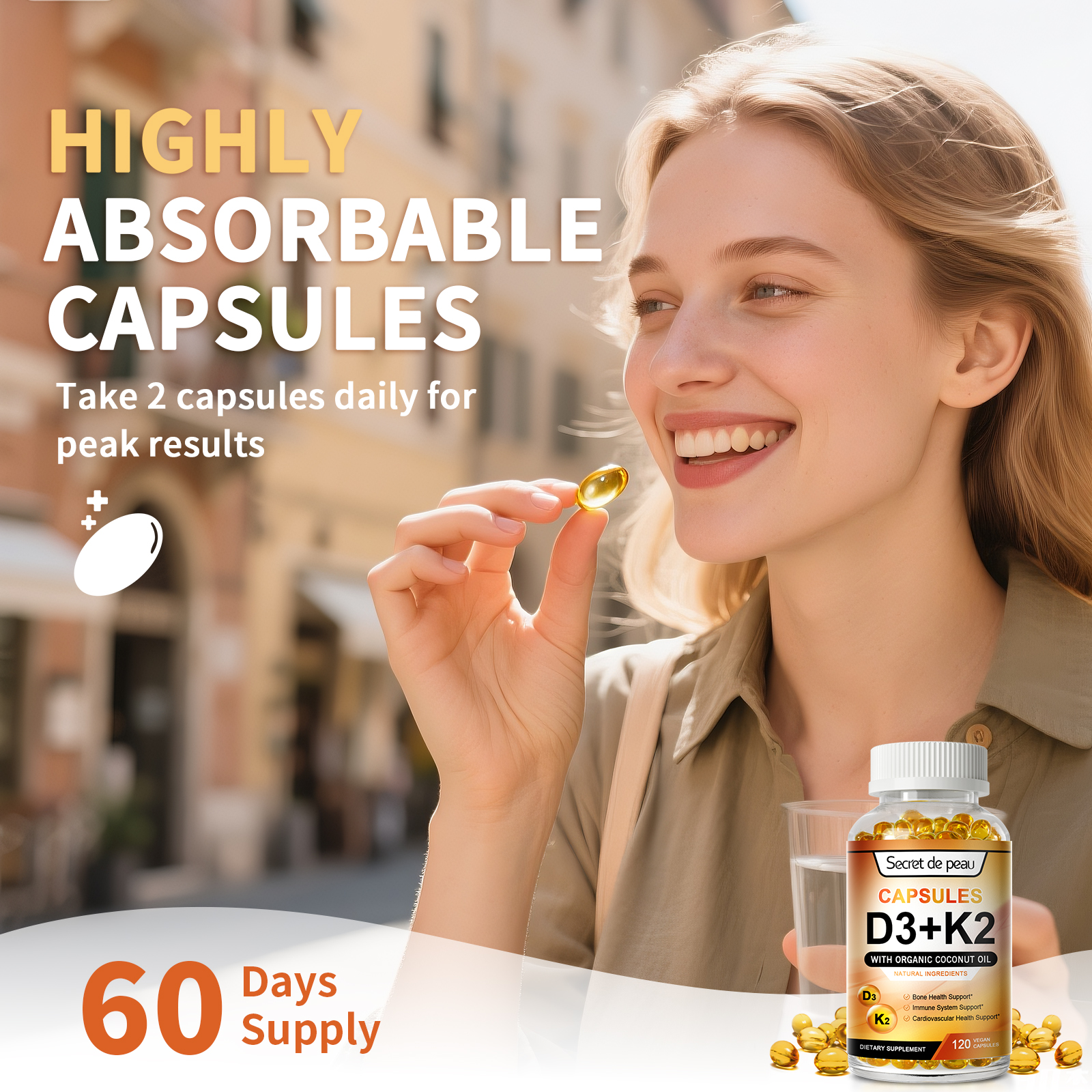 Secret De Peau Vitamin D3 + K2 5000 IU, 120 Capsules photo 7