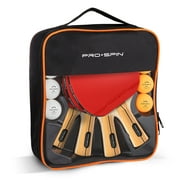 PRO-SPIN Ping Pong Paddles, 4-Player Set, High-Performance Table Tennis Rackets, 3-Star Ping Pong Balls, Compact Storage Case