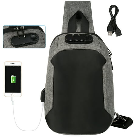 Fitibest Sling Bag Crossbody Bag Backpack Lightweight Chest Shoulder Bag For Men Women - Business Travel Daypack USB (Best Sling Bag For Travel)