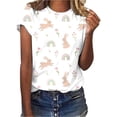 thumbnail image 1 of Outfmvch Chemises de Pâques pour Femmes, Chandails en Molleton à Col Rond pour Femmes, Chemises à Manches Courtes pour Femmes, Hauts de Sortie pour Femmes, Haut à Manches Courtes Col Rond Œuf de Pâques Lapin de Pâques, T-Shirts Graphiques pour Femmes Beige 3 m, 1 of 3
