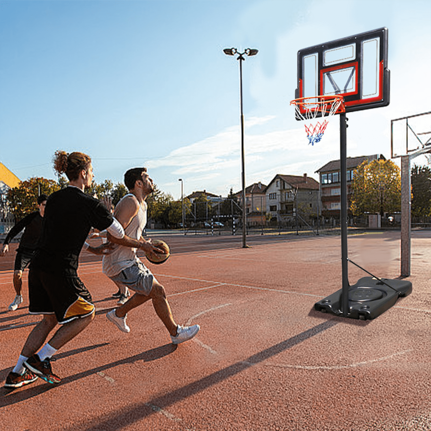Worive Portable Basketball Hoop, Adjustable Height 4.43-10 Ft, 44 Inch Shatterproof Fusion Backboard, Base with Wheels for Adults Outdoor/Indoor/Driveway/Garage