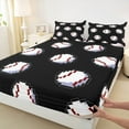 thumbnail image 3 of Manfei Modern Baseball Teens Bed Sheets, Ball Sports Lover King Sheets, Cartoon Geometric Sheet Set, Microfiber Bedroom Decor, 4 Pieces, 3 of 7