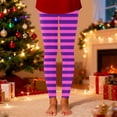 thumbnail image 2 of Tisuna Christmas Pants For Little Girls Stripe Print Elastic Waist Slim Leg Leggings Comfortable Stretch Autumn Winter Girls Outdoor Wear Purple Size 9-10 Years, 2 of 4