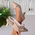 thumbnail image 2 of Xfvqtps Pointed Toe Heels for Women Bow Detail Mid Heel Sandals Open Back Thin Strap Shoes Fall Winter Casual Dressy Pumps Comfortable Elegant Womens Footwear, 2 of 9