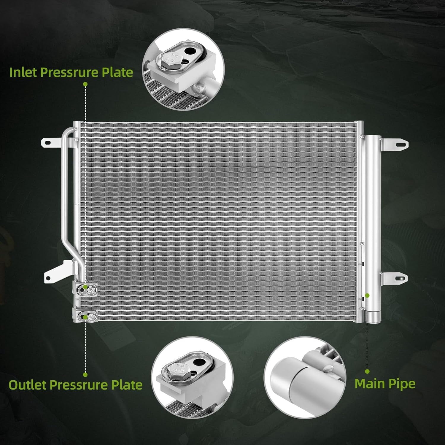 LEDKINGDOMUS AC Condenser for 2012-2015 Volkswagen Beetle 1.8L/2.0L/2.5L, 2011-2013 Golf 2.5L, 2011-2016 Jetta 1.8L/2.0L/2.5L – Multi-Louvered Fins, 30kgf/cm² Leak-Proof (Replace 5C0820411E/F)