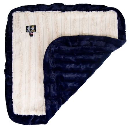 Bessie and Barnie Midnight Blue / Natural Beauty Luxury Ultra Plush Faux Fur Pet/ Dog Reversible Blanket (Multiple Sizes)