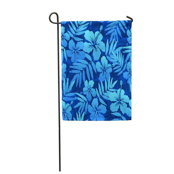 POGLIP Hawaiian Blue and Turquoise Tropical Flowers Raster Hibiscus Garden Flag Decorative Flag House Banner 28x40 inch