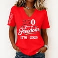 thumbnail image 2 of Evdexr Women's 250 Anniversary Usa Shirts Patriotic Short Sleeve T Shirt 1776 2026 V Neck Red Blue and White Tops 4th Of July Stars and Stripes Plus Size Tees Red M, 2 of 5