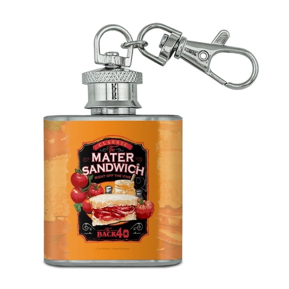 Back 40 Classic Tomato Mater Sandwich Right Off the Vine Farm Farming Stainless Steel 1oz Mini Flask Key Chain
