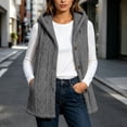 thumbnail image 6 of Diufon Fleece Vest Women Sleeveless Button Down Flannel Hooded Cardigan Fall Winter Thickened Warm Outerwear, 6 of 10