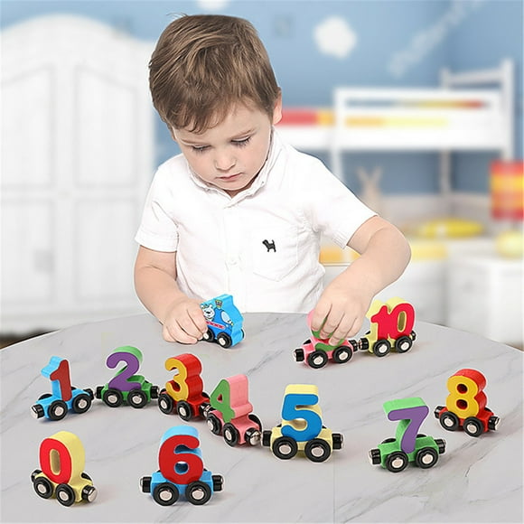 TIMIFIS Toys Educational Toys For 3 Year Old Early Education To Learn Numbers And Letters Magnetic Train Puzzle Wooden Toy Car Kids Christmas Gifts