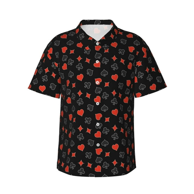 Fotbe Poker Creative Symbols Camisa Hawaiana para Hombre Unisex – Camisa Casual de Verano con Botones de Manga Corta de Algodón y Lino,Medium