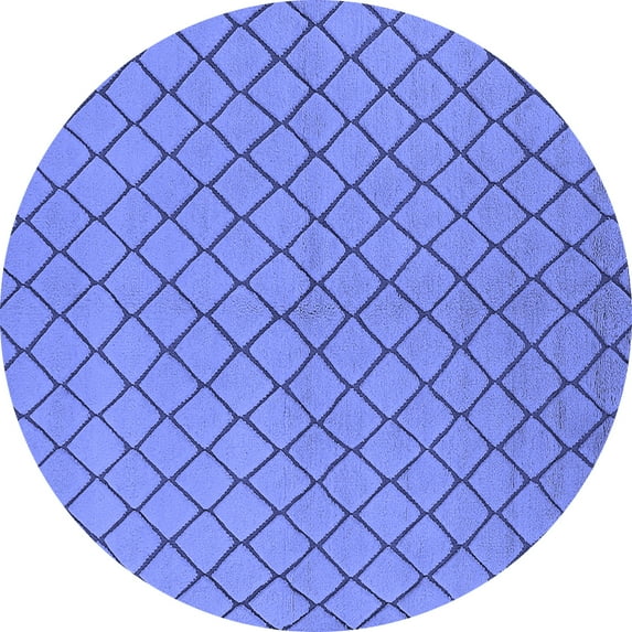 Ahgly Company Machine Washable Indoor Round Oriental Blue Industrial Area Rugs, 7' Round