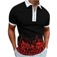 thumbnail image 1 of Playera de Manga Corta Athleisure con Media Cremallera y Solapa Impresa en 3D para Hombre Pompotops  oipoqjl24973, 1 of 3