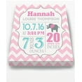 thumbnail image 2 of Personalized Canvas Birth Announcement Nursery Decor Gift, Elephant Design, Custom Name, Date, Weight & Length, Unique Boys & Girls Baby Shower Wall Art Presents, Color Pink # 1 , Size - 8X10, 2 of 5