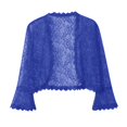 thumbnail image 5 of EliteGoogv Women Sheer Lace Bolero Jacket 3/4 Flare Sleeve Scalloped Edge Open Front Cardigan Bridal Wedding Cover Up For Evening Dress Formal Occasion Daily Wear,Blue,One Size, 5 of 6