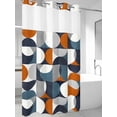 thumbnail image 4 of Navy Blue No Hook Shower Curtain Waterproof,Bathroom Curtains with Snap in Liners and See Through Top Window,Middle Century Modern Geometric Abstract Art Hotel Style Bathtub Curtains Shower 36"Wx72"L, 4 of 8