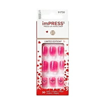 imPRESS Valentine Press-On Nails, No Glue Needed, Pink, Short Square, 33 Ct.