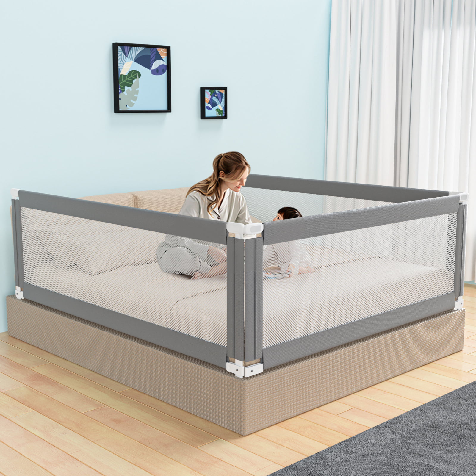 Bed Queen Size Long Rail Bumper For Adult Kids Crib Guard Safety New 