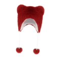 thumbnail image 4 of Gorro de con orejas de oso, gorro con protección para los oídos, suave y cálido, para ciclismo y escalada al aire libre Rojo, 4 of 8