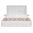 thumbnail image 6 of Queen Solid Wood Mobile Murphy Platform Bed with Wooden Slats, Queen Size Platform Bed with Drawer and Little Shelves on Each Side for Apartments, Studio(White), 6 of 8