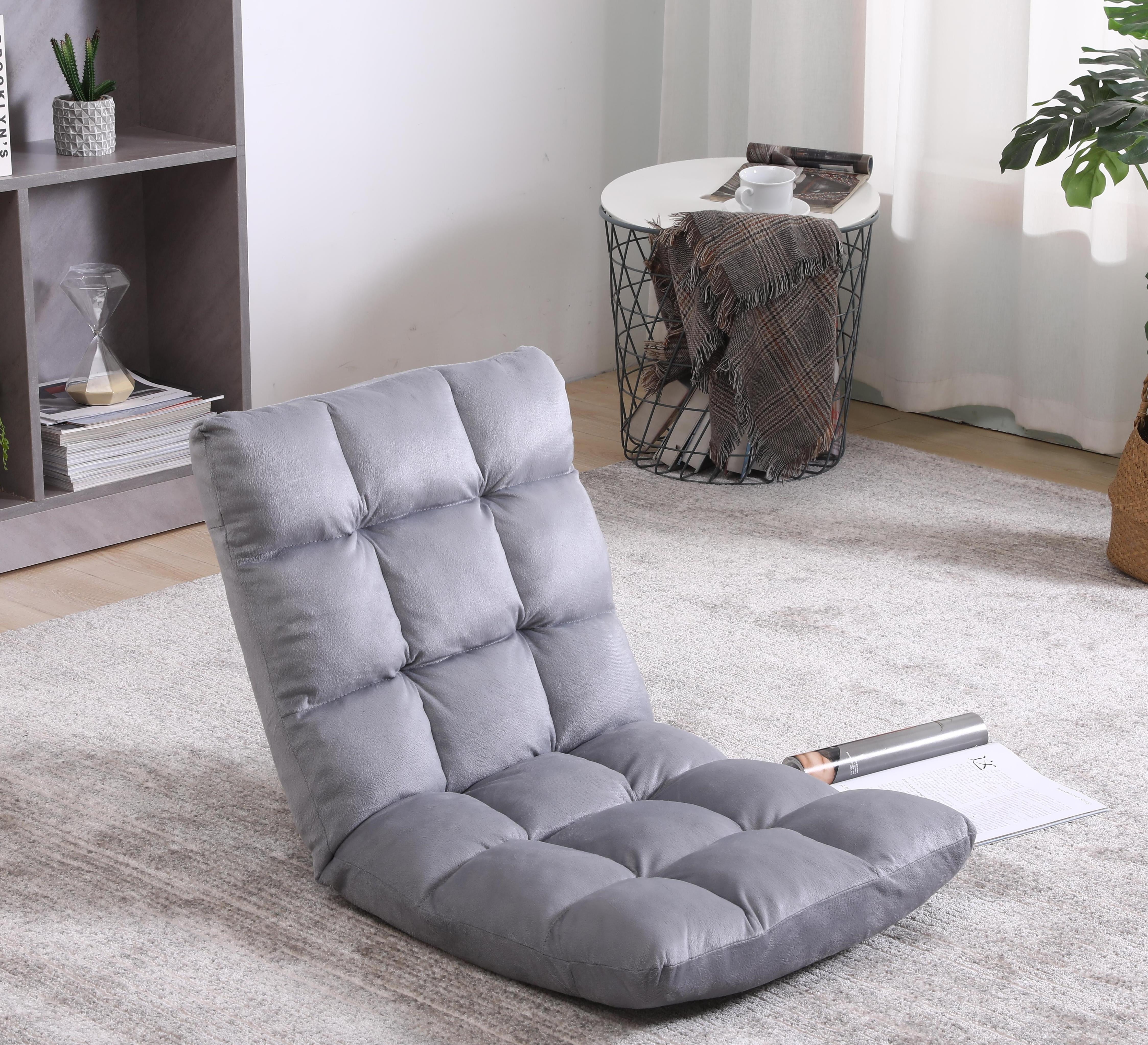 Adjustable 5-Positions Padded Floor Gaming Chair with Back Support Trule Color: Gray Canvas