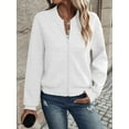 thumbnail image 2 of Womens Jacket Coat Casual Stand Collar Zip Up Fall Fashion Jackets Outfits with Pockets White 5XL, 2 of 7