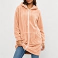 thumbnail image 4 of cocolona Long Fleece Jacket for Women Double-Sided Fuzzy Long Sleeve Outerwear Hooded Zipper Fall Winter Long Coat with Pocket, 4 of 6