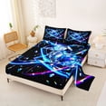 thumbnail image 2 of Castle Fairy Sport Soccer Bed Sheets 4-Piece, Abstract Crystal Football Full Size Sheets, Black Blue White,1 Fitted Sheet, 1 Flat Sheet and 2 Pillowcases, 2 of 6