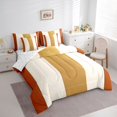 thumbnail image 2 of Homewish Modern Geometric Stripe 7-Piece King Bedding,Orange Gold White King Bed in a Bag,Reversible, 2 of 8