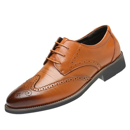 

nsendm Mens Leather Casual Shoes 10.5 Classical Style Men s Breathable Hollow Van s Slip on Mens Shoes Leather Yellow 12