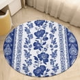 thumbnail image 4 of Blue Floral Paisley Border Round Area Rugs for Bedroom Living Room, 4FT Soft Comfy Indoor Circle Carpets, Carpet Home Decor Floor Mat, 4 of 6