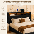 thumbnail image 4 of Leumius Full Size Bed Frame,Upholstered Platform Bed Frame with LED & Charging Station,Drawers and Storage Headboard,Noise-Free, No Box Spring Needed,Black(Full), 4 of 8