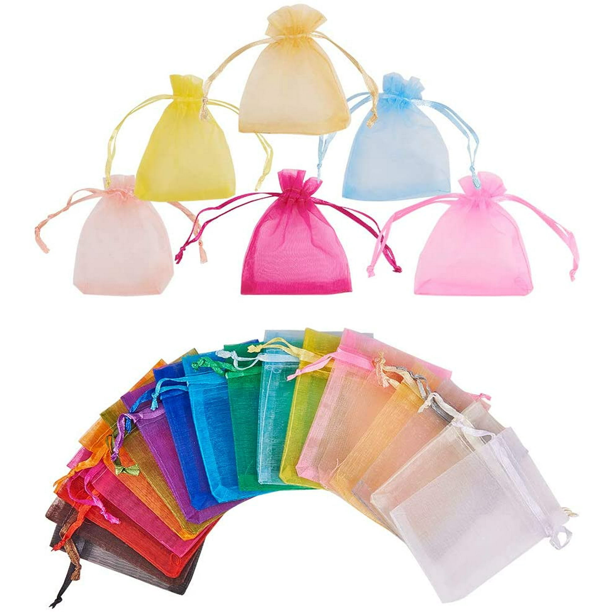 100pcs Sheer Organza Bags 2.7 X 3.5 u201d Mixed Color Drawstring Organza Gift Bags Wedding Favors Bag for Party Wedding Christmas Valentine Favors