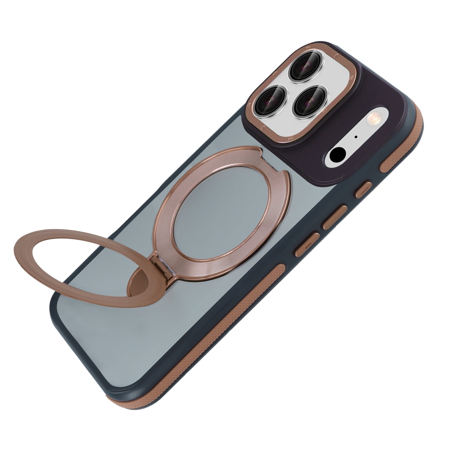 Slim Matte Clear Cover with Integrated Kickstand for iPhone 17 Pro Max - Dark Brown