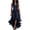 Navy Blue, variant on Women Ruffle Satin High Low Prom Dress Sleeveless V Neck Halter Tie Waist Midi Dress Wedding Guest Party Cocktail Dress Royal Blue