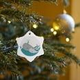 thumbnail image 7 of 3drose, Cute Whale and Baby on the Ocean, 3 inch Snowflake Porcelain Ornament, 7 of 7