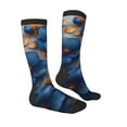thumbnail image 3 of Fotbe Elegant Blue Gold Blooms print Women's Men's Novelty Crew Socks Cotton Socks Knee High Socks for Walking,Running,Nurses,Pregnancy, 3 of 8