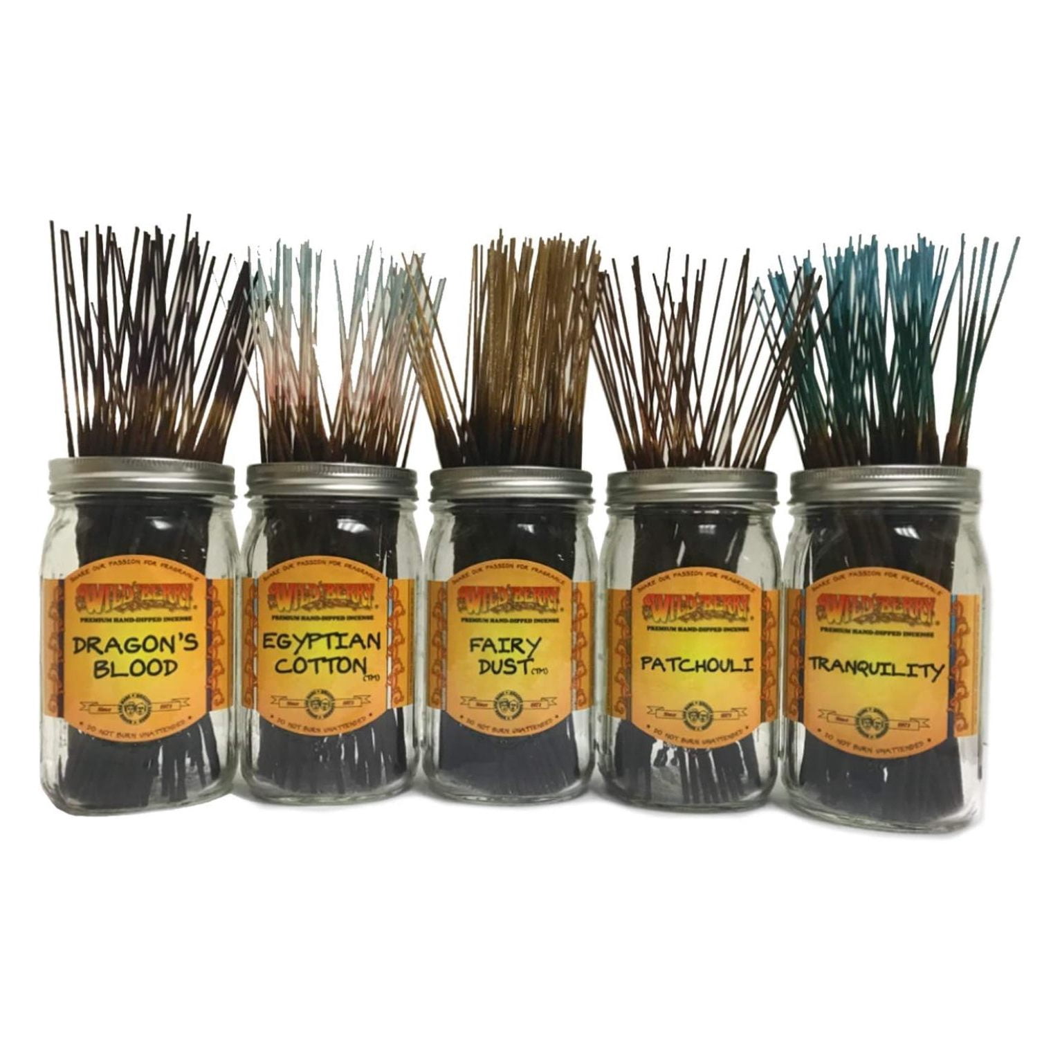 Wildberry Incense Sticks Set #2: 20 Sticks Each of 5 Scents, Total 100 Sticks!