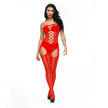 Generic Sexy Lingerie Sling See-through Free off Sexy Fishnet Clothes Hollow Jacquard One-Piece Pantyhose Stockings