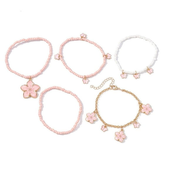 lanema Pack of 5 Handmade Bracelet Elastic Bracelet Colorful Beads Bracelet Trendy Bracelet Suitable for Daily and Party Wear