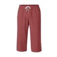 thumbnail image 6 of Nokdvo 3/4 Capri Pants for Mens Drawstring Elastic Waist Capris with Pockets Below Knee Joggers Wide Leg Stretch Comfy Lounge Lightweight Athletic Summer Capri Sweatpants,Vermilion XL, 6 of 6
