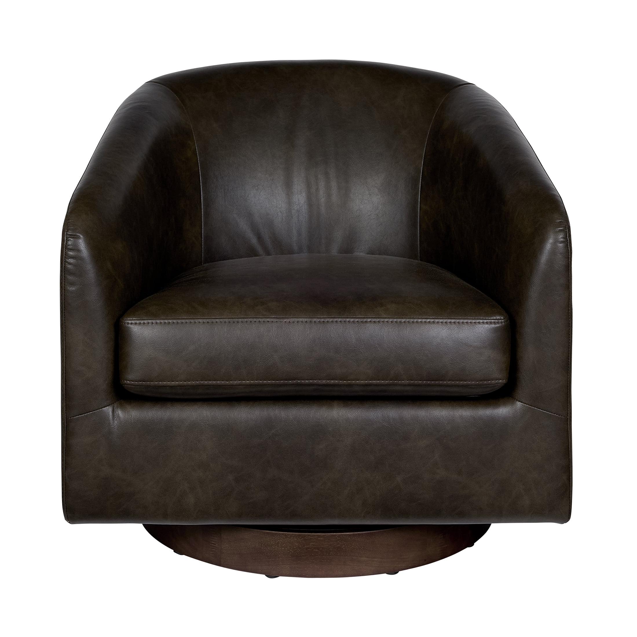 Better Homes & Gardens Bradford Wooden Base Modern Swivel Accent Chair, Dark Espresso Faux Leather