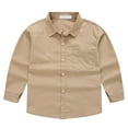 thumbnail image 5 of Emitonse Baby and Toddler Boys Long Sleeve Button Up Plaid Shirt Boys Short Sleeve Dress Shirts Kids Summer School Uniform Button Down Shirt Size for 5-6 Years,Khaki, 5 of 9
