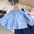 thumbnail image 4 of Ensemble Deux Pièces Style Coréen pour Filles Robe Automne Vêtements Bleu Manches Longues et Robe d'Été Tenues Douces pour Tout-Petits, 4 of 5