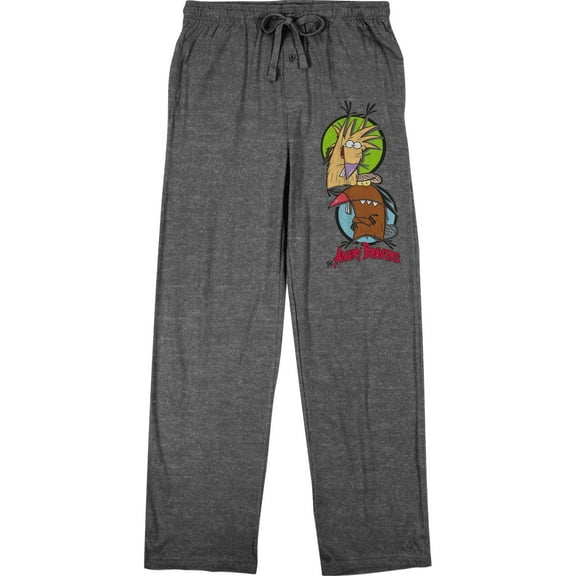Angry Beavers 90s Cartoon Characters Men's Graphite Heather Sleep Pajama Pants-XL